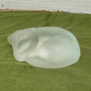 Vtg Frosted Crystal Sleeping Cat By Crowning Touch Collections Made in Taiwan